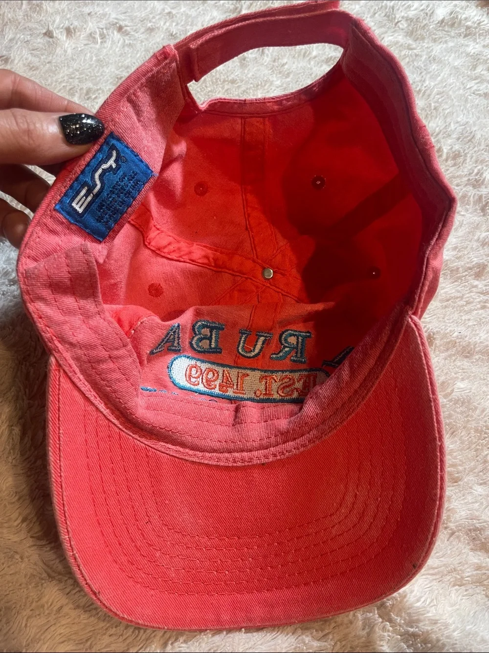 Aruba 'Happy Island' Embroidered Red Baseball Cap